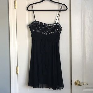 BCBG maxazria black sheer embellished dress